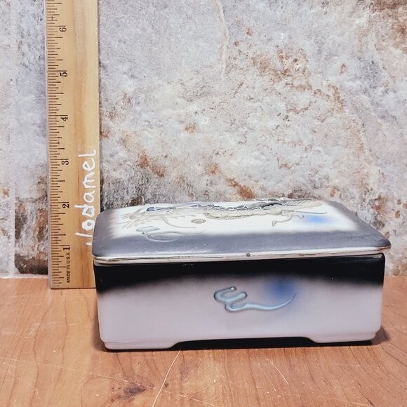 Vintage Hand Painted Moriage Dragon Ware Lidded Cigarette Trinket Box Japan - Picture 7 of 13